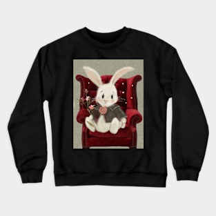 Rabbit in red Velvet Chair. Crewneck Sweatshirt